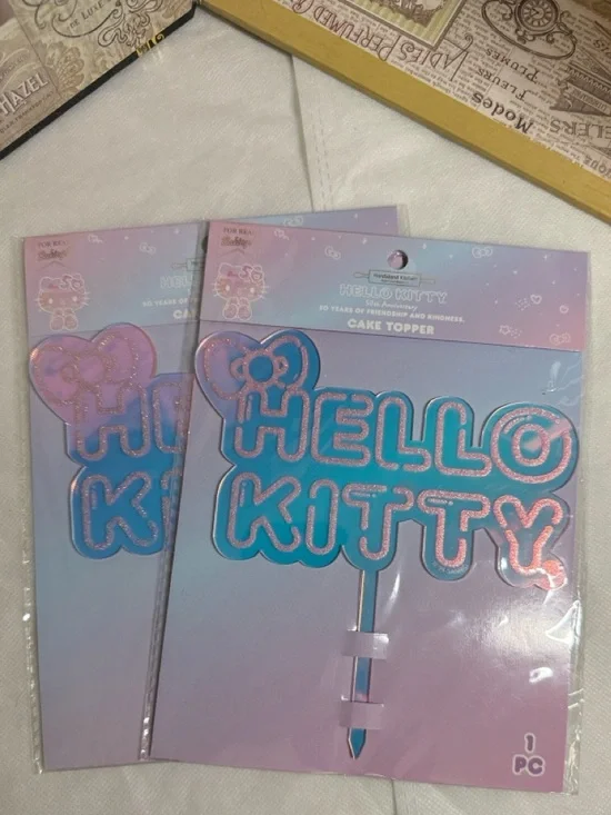 2 Sanrio Hello Kitty Pastel Pink & Blue Cake Topper NWT
