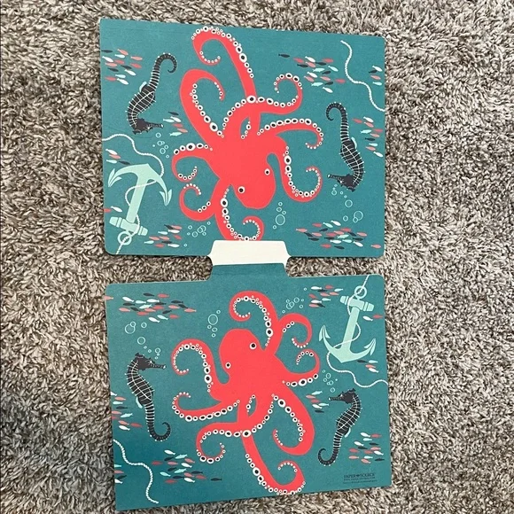 Paper Source Teal and Red Ocean File Folders