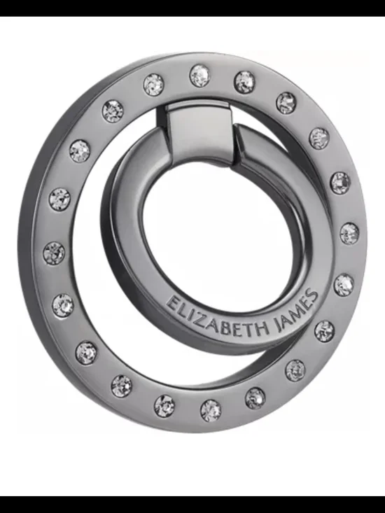 Elizabeth James Crystal-Studded Gunmetal Phone Ring