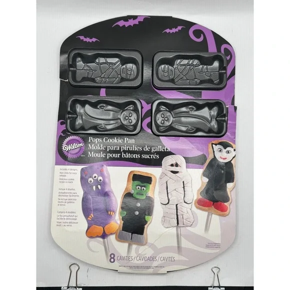 Wilton Pops Cookie Pan Halloween Bat Monster Mummy Ghost Vampire Pop Mold