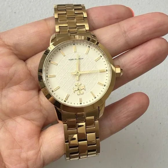 Tory Burch Women's The Tory Gold-Tone Stainless Steel Bracelet Watch 34mm