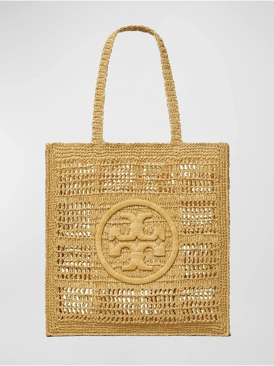 Tory Burch Woven Raffia Tote in Natural Tan
