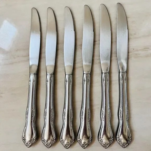 6pc ONEIDA Mansfield Modern Hollow Dinner Knife Stainless 9in Replacement USA