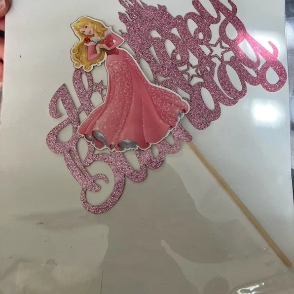Pink Sleeping Beauty Cake Topper for Birthday Parties