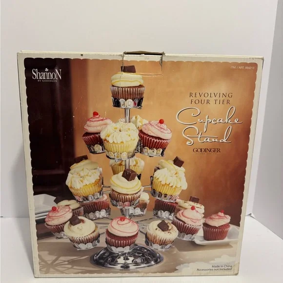 Shannon By Godinger Revolving Four Tier Chrome Cupcake Stand Vintage
