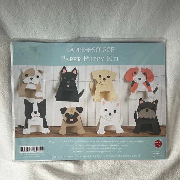 Paper Source Paper Puppy Kit - Black, Orange, Cream NWT Craft Kit Unopened