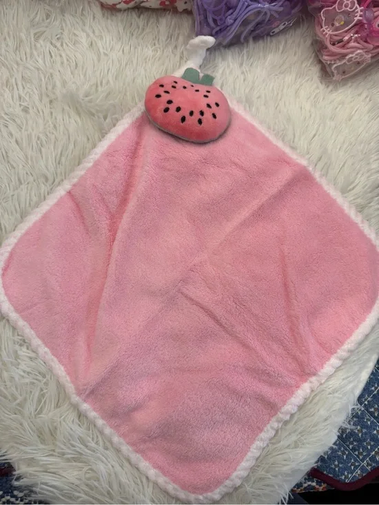 Pink Strawberry hand towel for Kids - Plush super soft