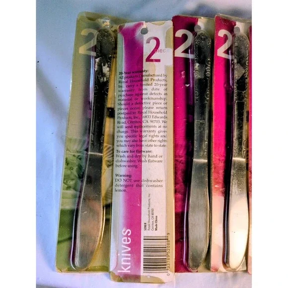 Lot of 14 Stainless Steel Dinner Knives Royal Household Products New Sealed Flat