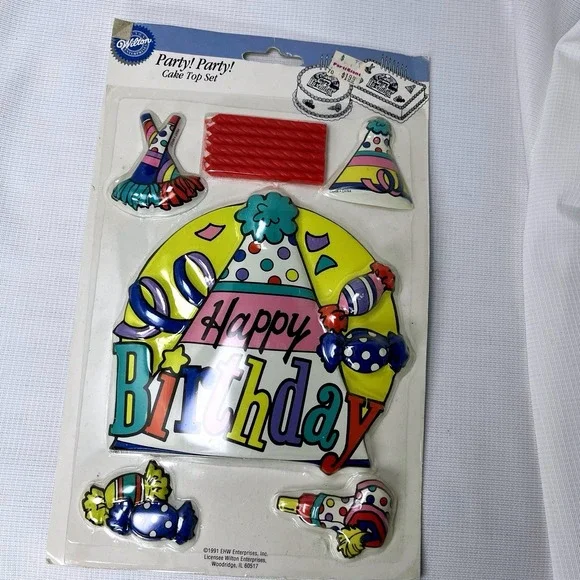 NWT Wilton‎ Vintage Happy Birthday Cake Topper 1991 Party Decoration Set NOS Y2K