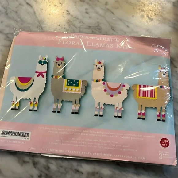NEW in package paper source floral Llamas kit