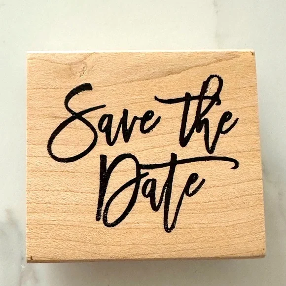 Paper Source Natural Wood 'Save the Date' Stamp NWT