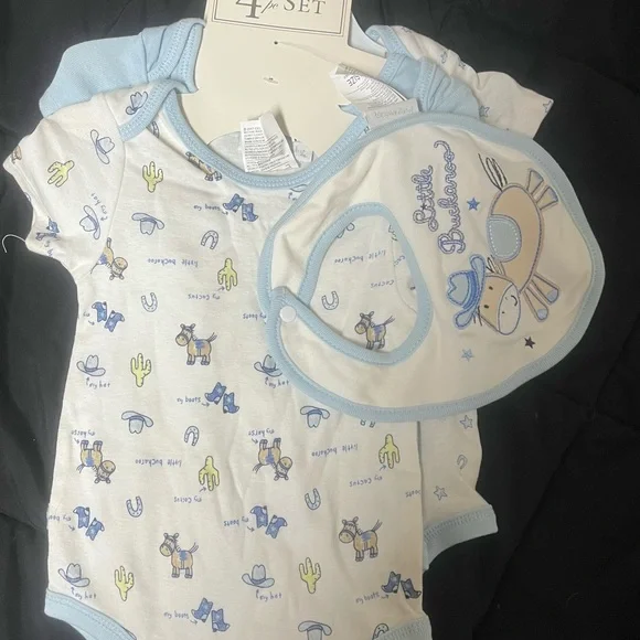 Vitamins Baby Blue and White Bib Soft Fabric Accessory