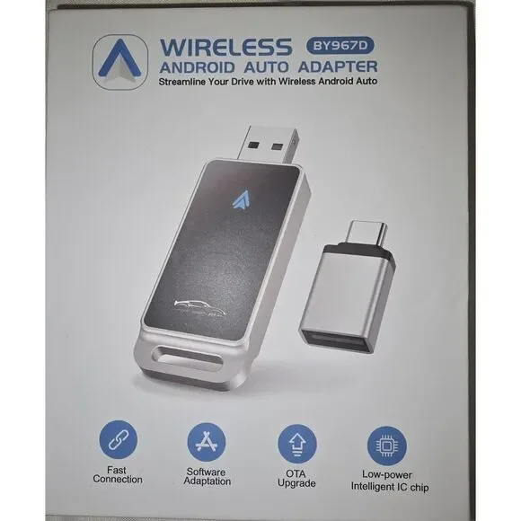Wireless Android Auto Adapter BY967D - Streamline Your Drive W/ Wireless.