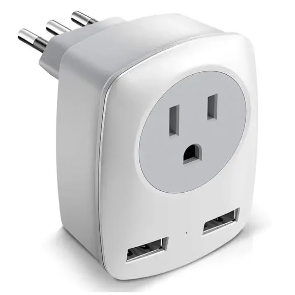 America to Italy Travel Adapter Plug (No for UK) L-Plug USB Wall Charger