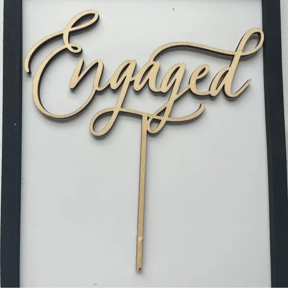 Gold Wood Custom Engaged Cake Topper