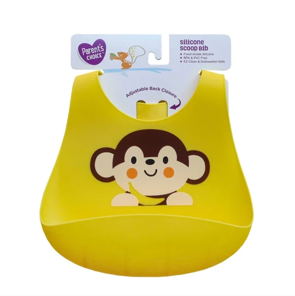 Parent's Choice Monkey Silicone Scoop Bib
