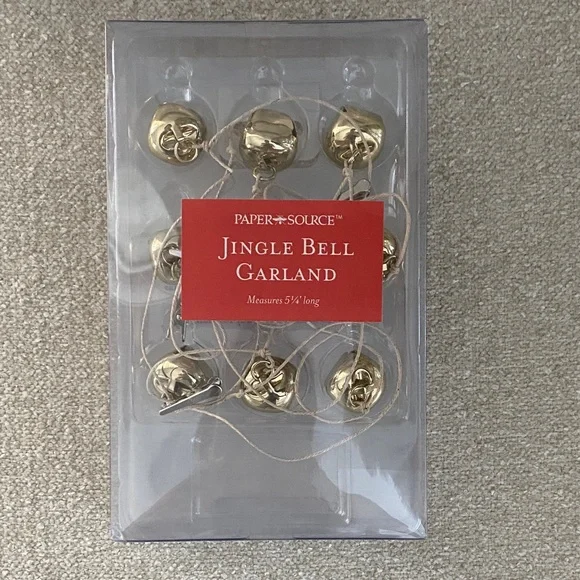 Paper Source gold jingle bell garland for Christmas cards or decorations