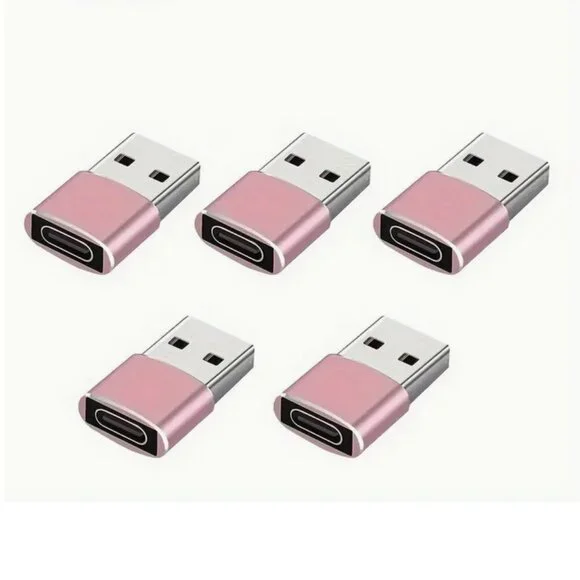 NWT Pink USB to USB Type-C Adapter Converter Silver Type C Backup Device Plug