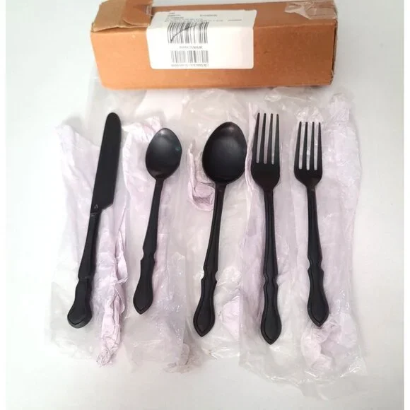 Anthropologie Franklina 5 Piece Flatware Set Matte Black 57530636 NEW