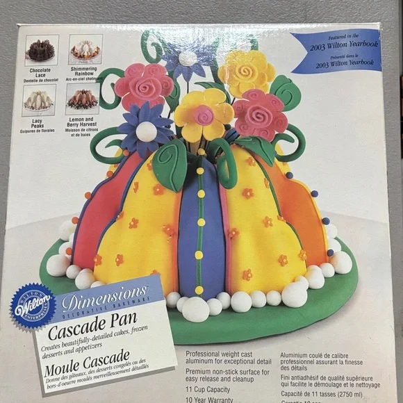 Wilton Yellow, Pink, Blue and Green Decorative Cascade Cake Pan