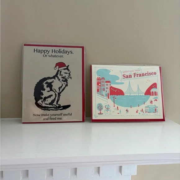 Holiday Cat and San Francisco Art Prints Stationery Set 4-1/2”x6-1/2”