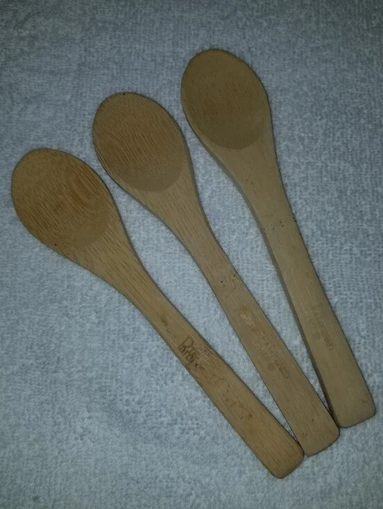 Vintage Set of 3 Pampered Chef Wooden Spoons Approx 8 Inches Natural Wood