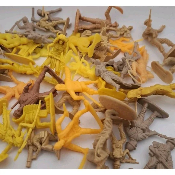 Vintage Toy Lot 1LB Plastic Cowboys, Indians, Military, Misc Figures Cake Topper