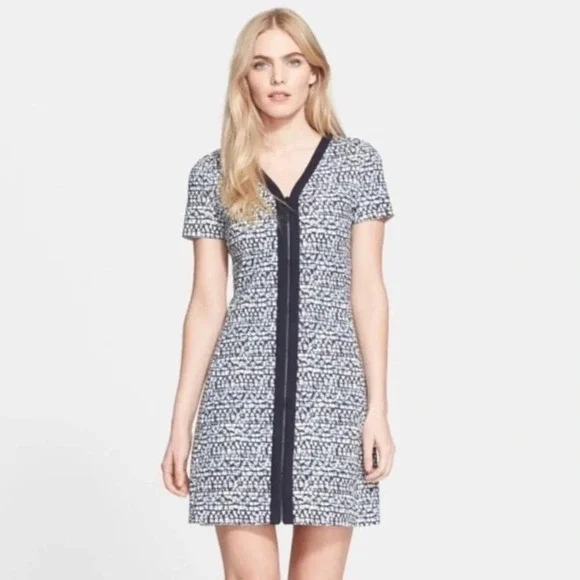 Tory Burch Geometric Print Zip Front Ponte Dress