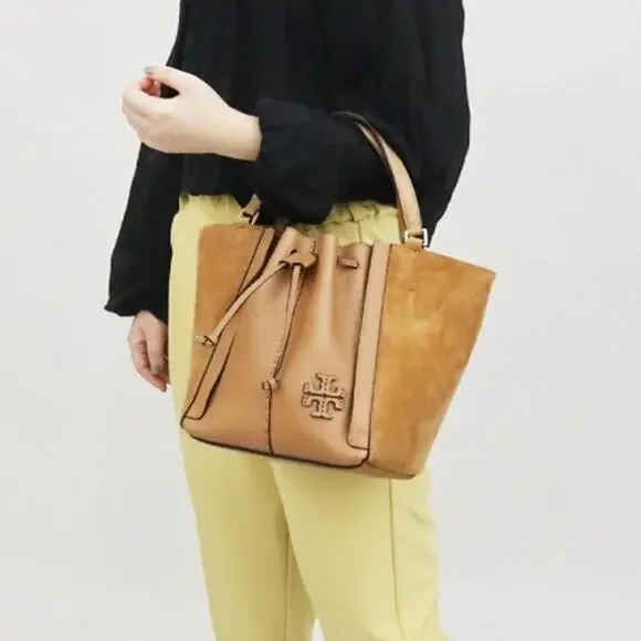 Tory Burch Women's Mcgraw Dragonfly‎ Bag Office Suede Leather In Tiramisu