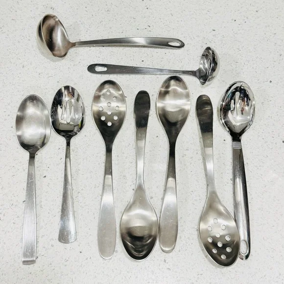 Oneida silverware mix 9 Piece Mixing serving spoons Stainless Steel