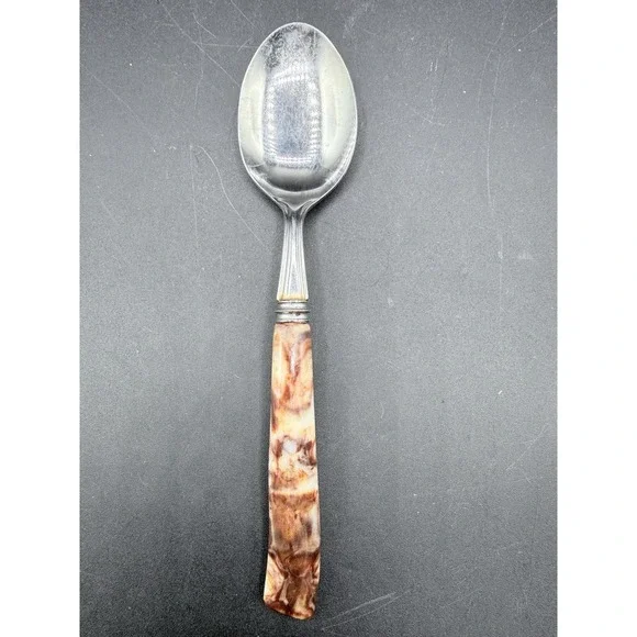 Vintage MB Hollow Ground Galaxie Stainless Tablespoon Japan MCM Bakelite Handle