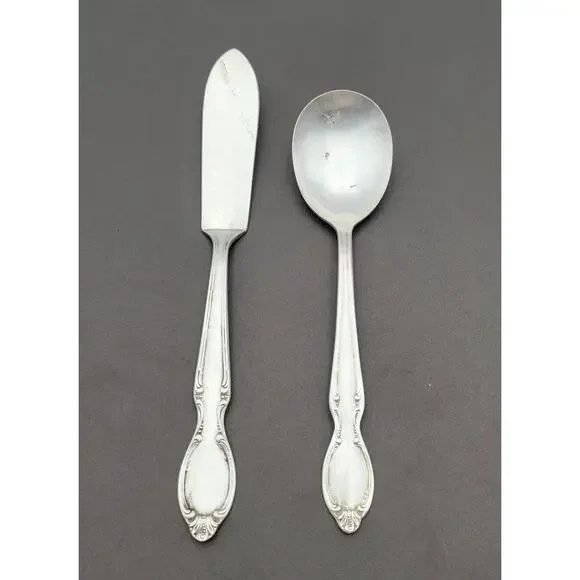 Rogers International Silverplate Set Butter Knife & Sugar Spoon REFLECTION 1847