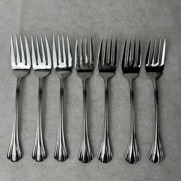 Lot Of 7 Pfaltzgraff MARGATE Dessert Salad Forks Stainless‎ Flatware