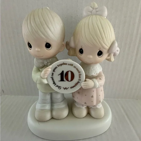 Precious Moments 10th Anniversary Cake Topper - Cream and Pink
