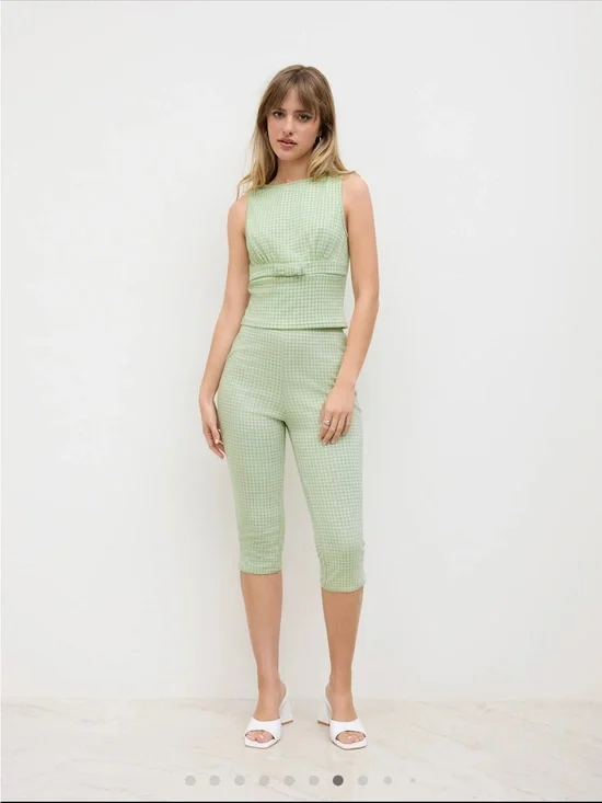 Light Green Gingham Matching Set
