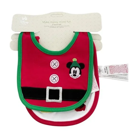 Disney Store Disney Baby Mickey Minnie Mouse Holiday Christmas Bib Set for Baby