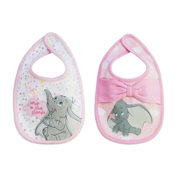 Disney Store Disney Baby Dumbo 2-Pack Pink Bibs Set for Baby