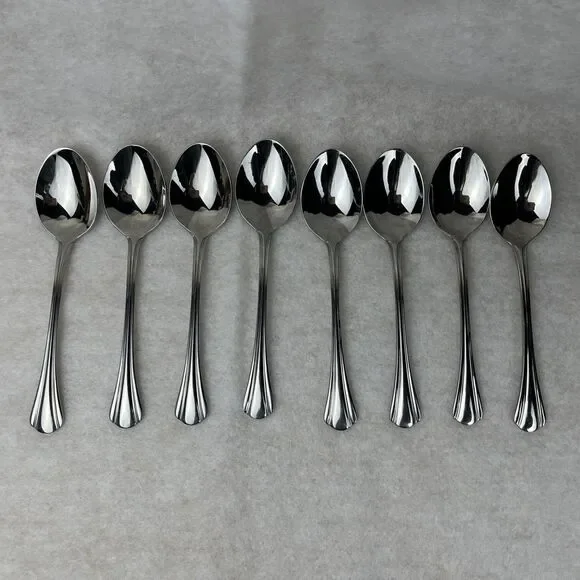 8 Pfaltzgraff MARGATE Oval Soup Spoons 6 5/8