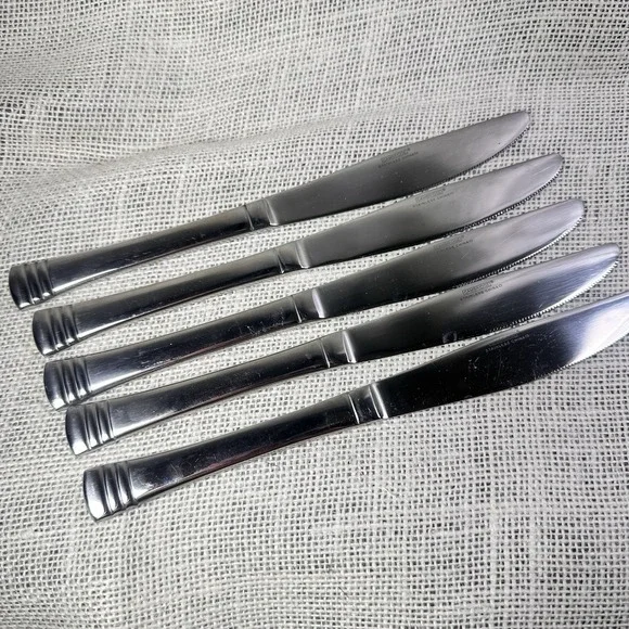 Cambridge Axis Stainless Knives Set Of 5 Triple‎ Band Pattern Flatware China