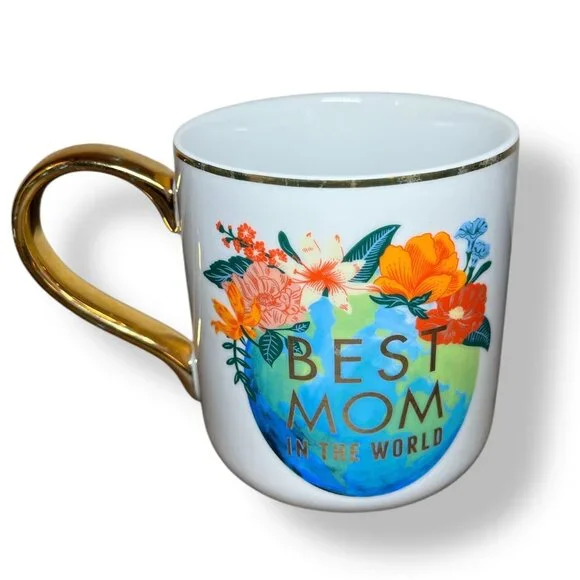 Best Mom in the World Mug Gold Tone Handle