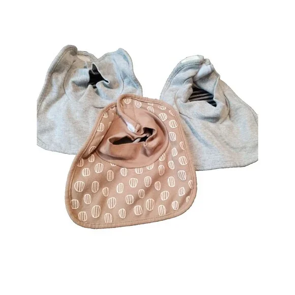 Set of 3 bibs in Grey And Brown