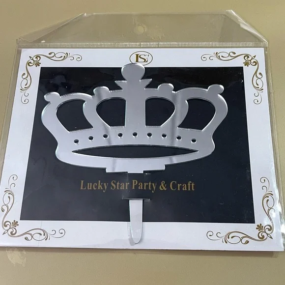 NWT Royal Crown Mirrored Acrylic Cake Topper