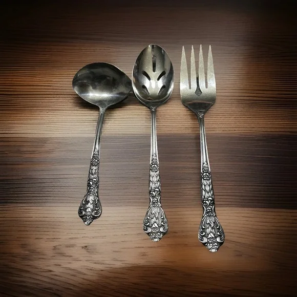VTG VERSAILLES MSI JAPAN Stainless Flatware Ladle Pierced Spoon‎ Serving Fork