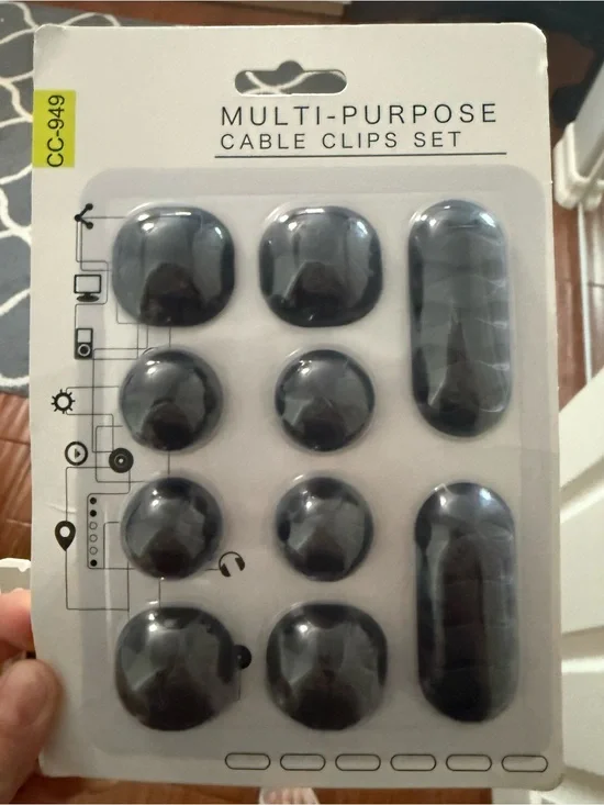 Multi-Purpose Cable Clips Set — Black