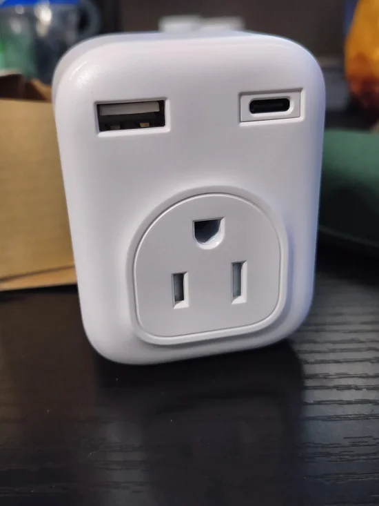 US TO EU/DE Dual USB & USB-C Wall Outlet Charger Adapter - White