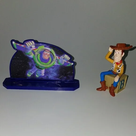 2 Toy Story Buzz Lightyear Woody Disney Decopac Birthday Cake Topper Figure Lot