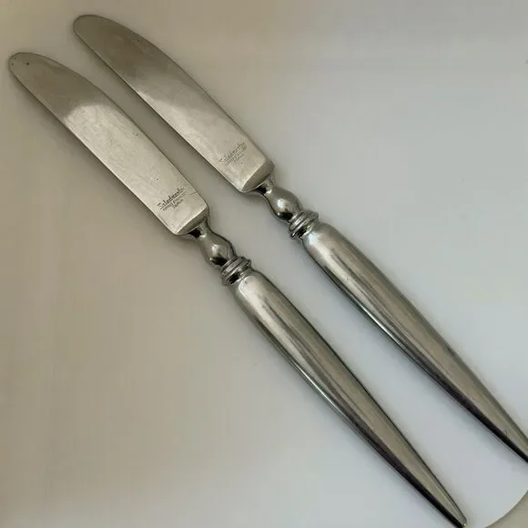 2pc SALADMASTER Ellise Dinner Knives 9 1/4” Stainless Satin Frosted Japan Hollow