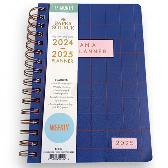 2024-2025 I Am A Planner 17-Month Faux Leather Spiral Weekly Planner