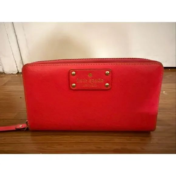 Kate Spade New York Pink Leather Zip Around Continental Wallet