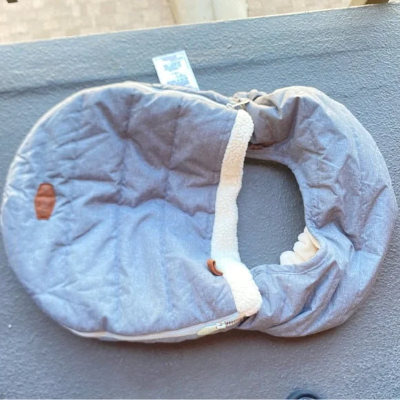 JJ Cole Baby Cozy Seat Blanket Light Gray Sherpa Lining Trim